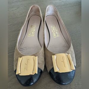 Title: Salvatore Ferragamo "Ninna" Quilted Suede Cap-Toe Flats - Size 7.5B